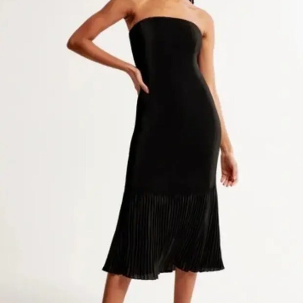 Abercrombie Giselle Strapless Pleat Release Midi Dress